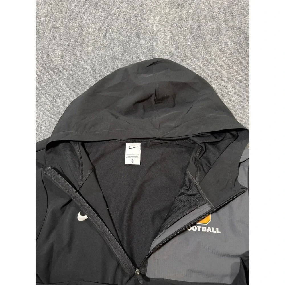 O Football Jacket Mens XL Black Football Nike Hooded Half Zip Coach Pullover - Picture 5 of 10